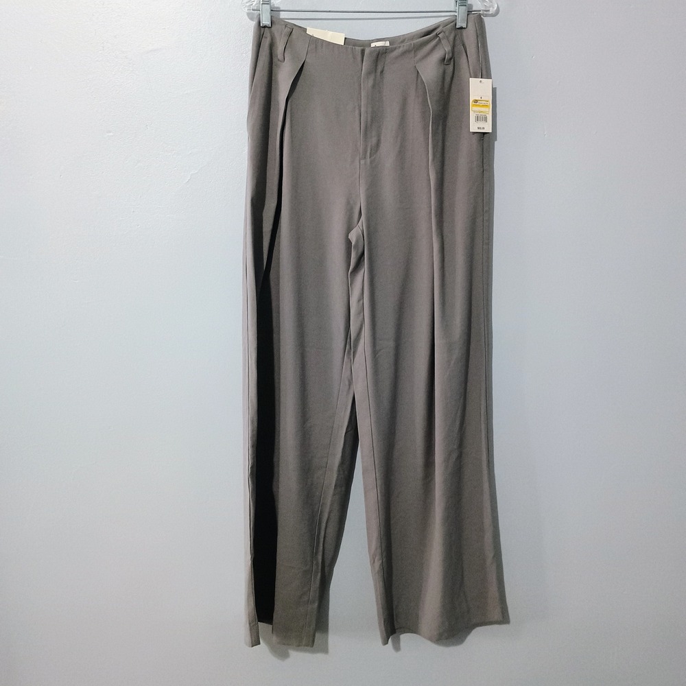 A New Day Women Gray Wide Leg High Rise Pleated Trouser Pants Size 6 NWT